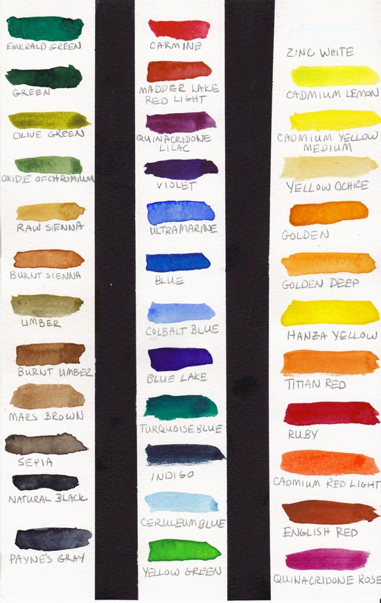 St Petersburg Watercolor Swatches